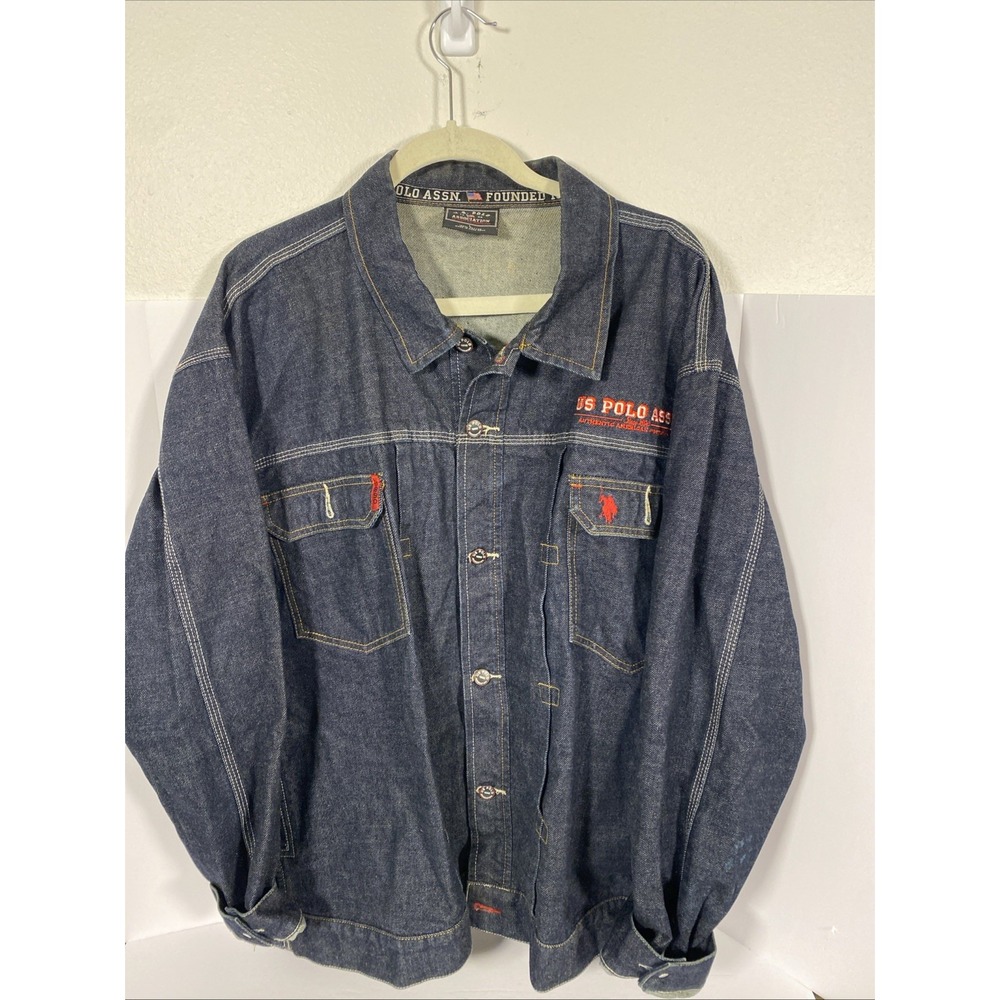 U.S Polo Assn Jeans Co Men's Denim Jacket Size Large 100% Cotton vintage y2k R1